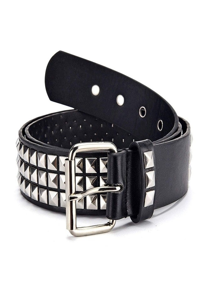 SNEPOO Black Studded Belt Punk Belt Rock Rivet Belts with Bright Pyramid Studded belt for Men/Women (Silver Studded, Fit Pant 27-32 inch) - Image 4